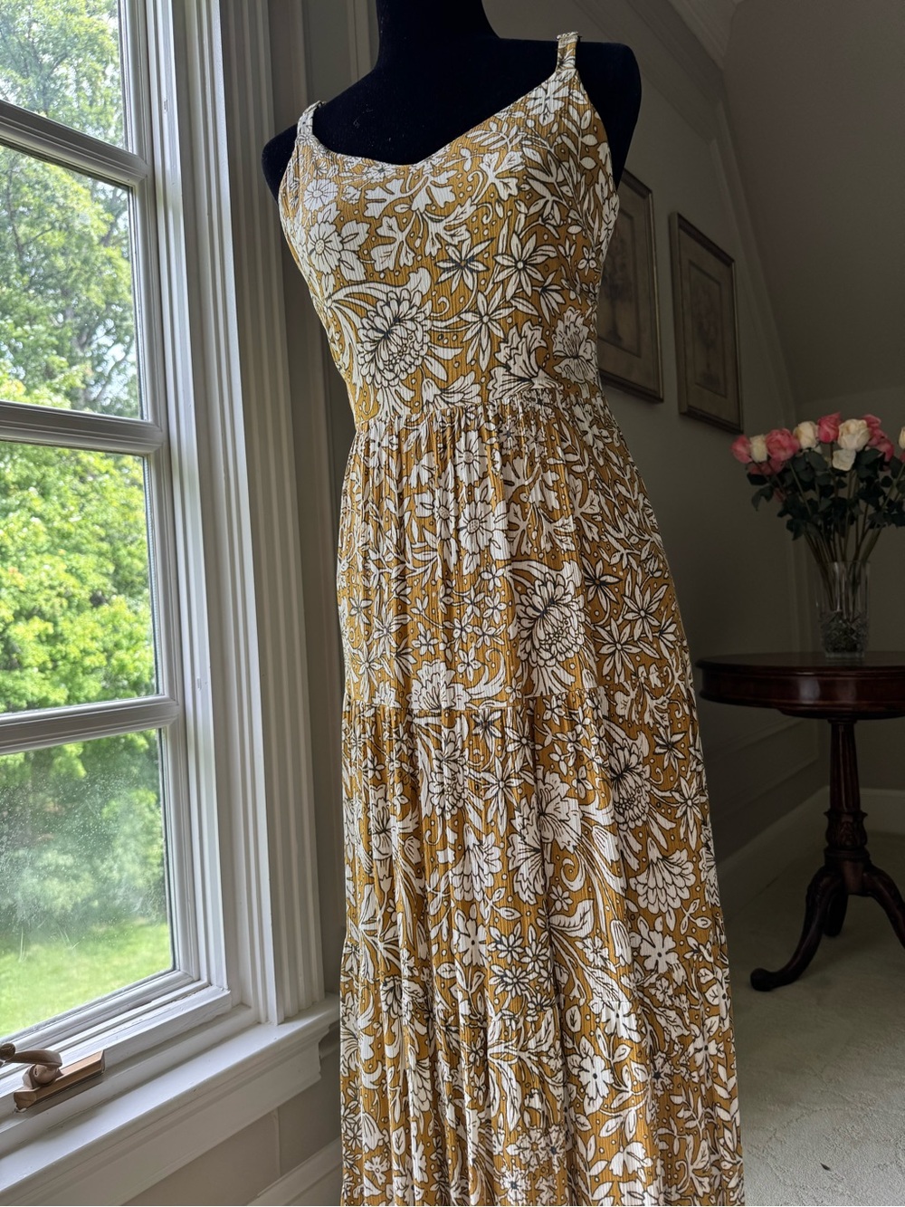 Rachel Ashwell Mustard Yellow & White Floral Maxi Dress - Picture 3 of 6